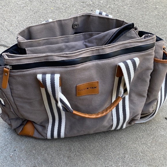 BABY K'TAN THE WEEKENDER TOTE DIAPER BAG CHARCOAL W/STRIPES INSULATED Used grey - Picture 10 of 10